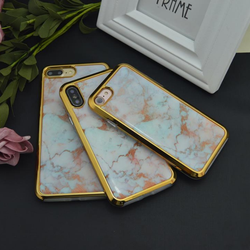 PC-elektropinnoitettu kaksi-in-one-iphone Plus Marble, drop-gel case iphone EX tehdas räätälöinti